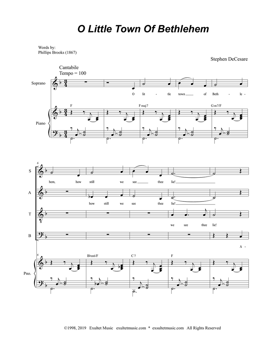 O Little Town Of Bethlehem (for SATB) 4-Part scores gallery preview page 2