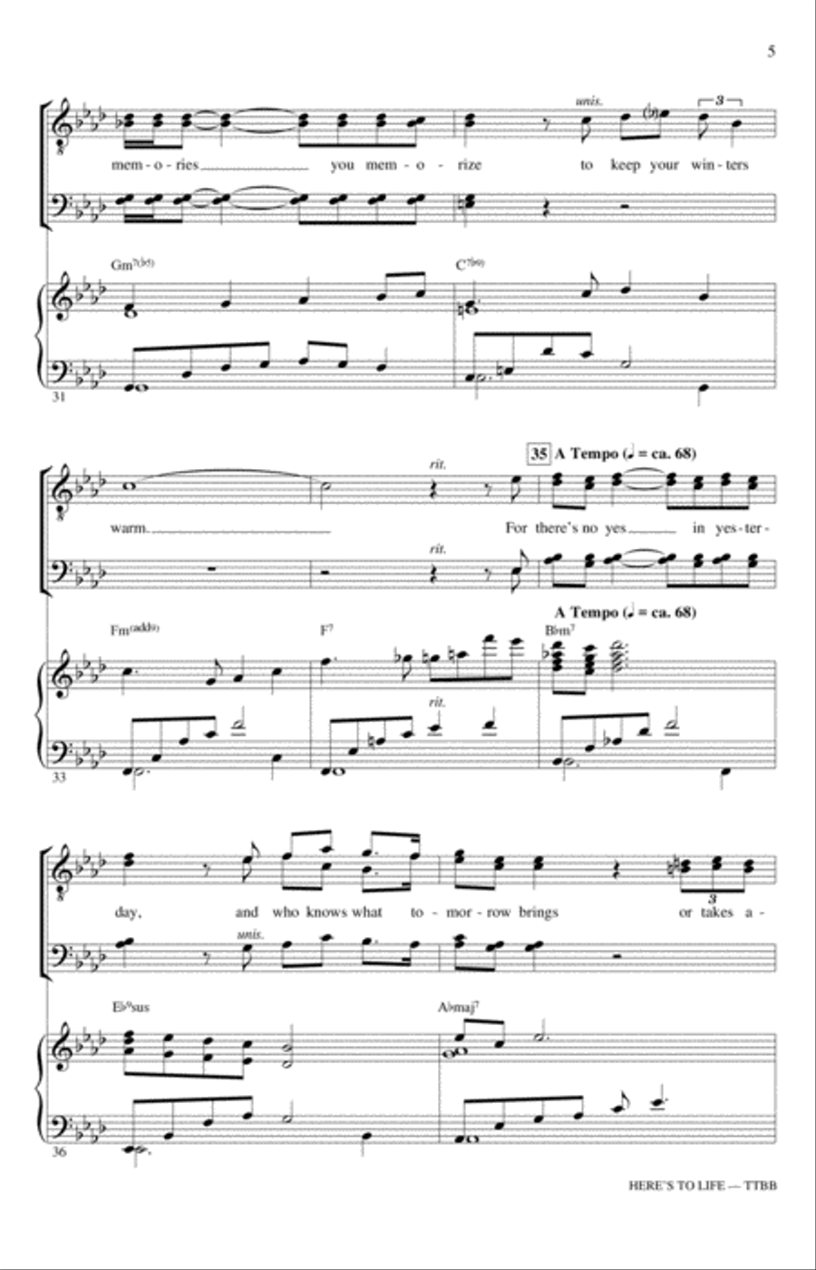 Here's To Life Here's To Life TTBB scores gallery preview page 5