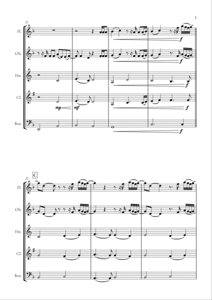 When We Were Young Woodwind Quintet scores gallery preview page 3