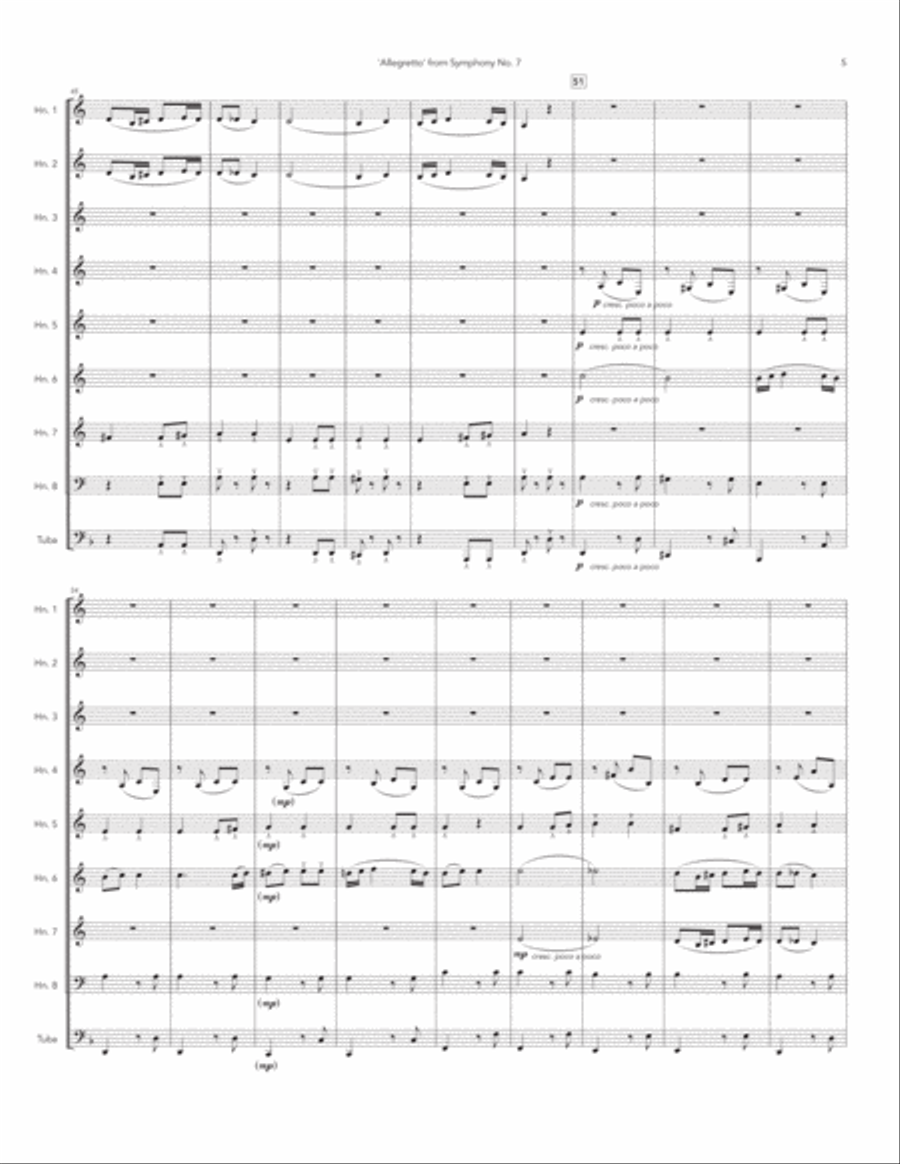 Allegretto from Symphony 7 for Horn Choir Choir scores gallery preview page 5