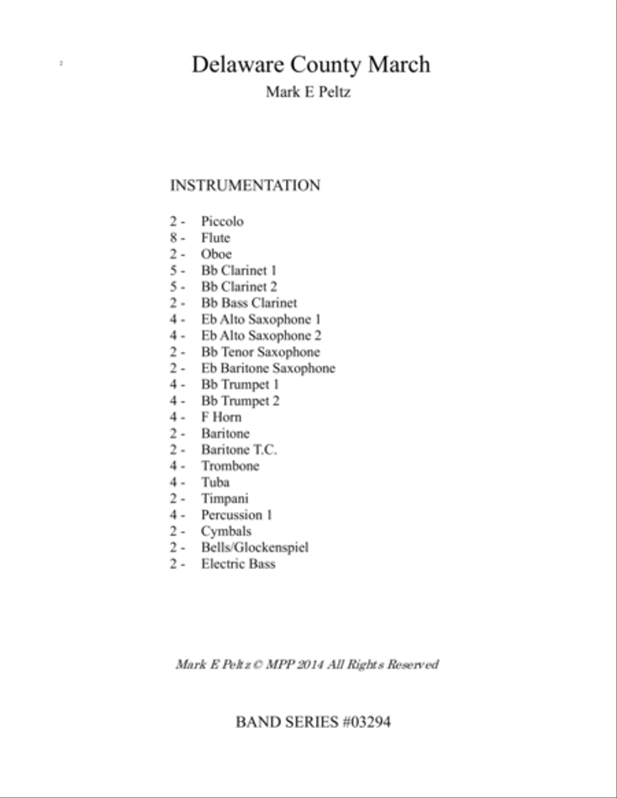 Delaware County March Delaware County March Concert Band scores gallery preview page 2