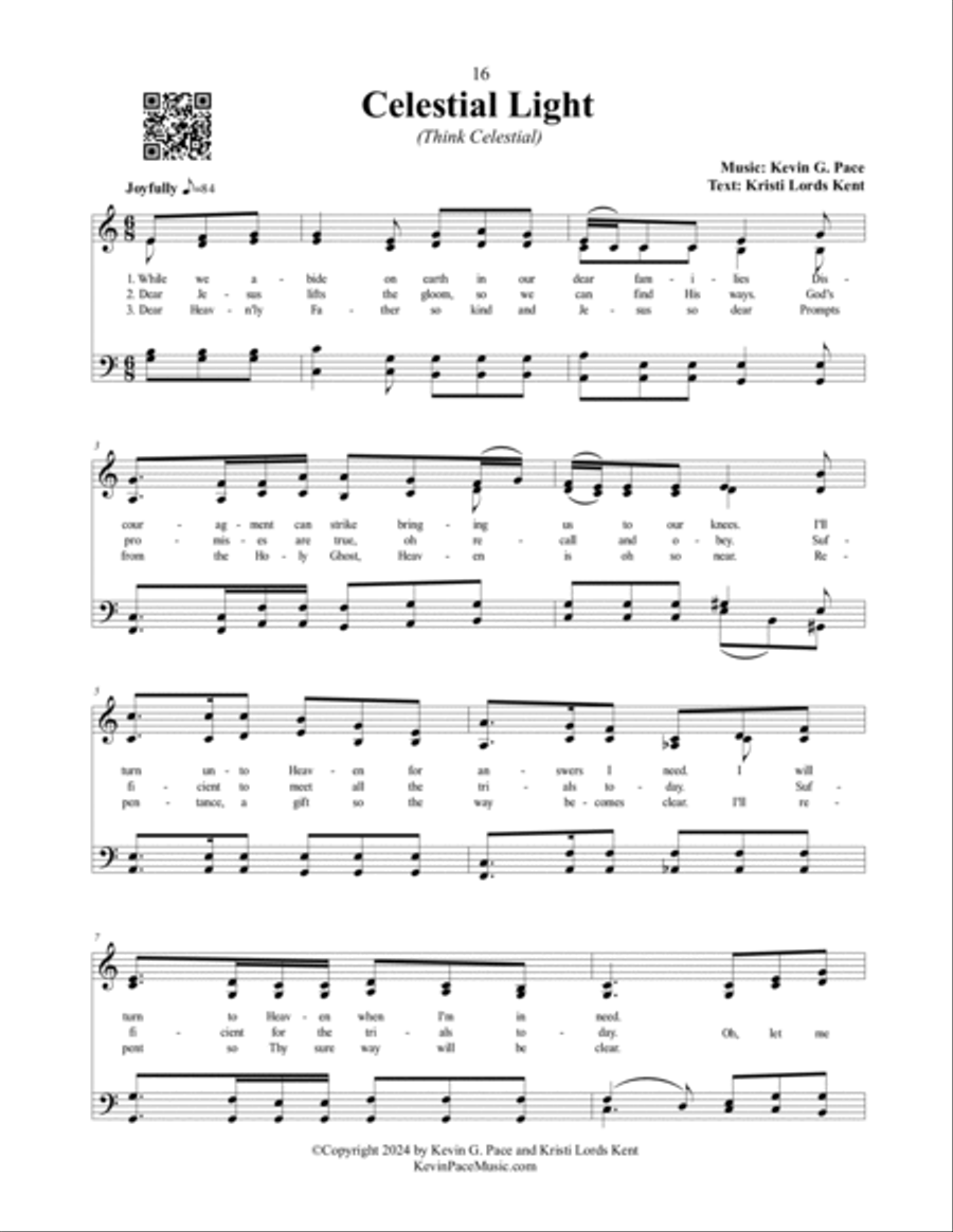Celestial Light (Think Celestial), a sacred hymn 4-Part scores gallery preview page 2