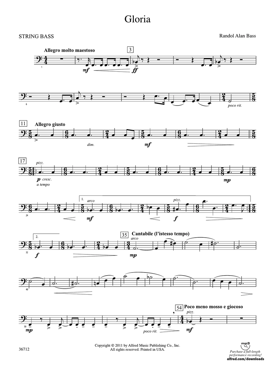 Gloria: (World Part) String Bass