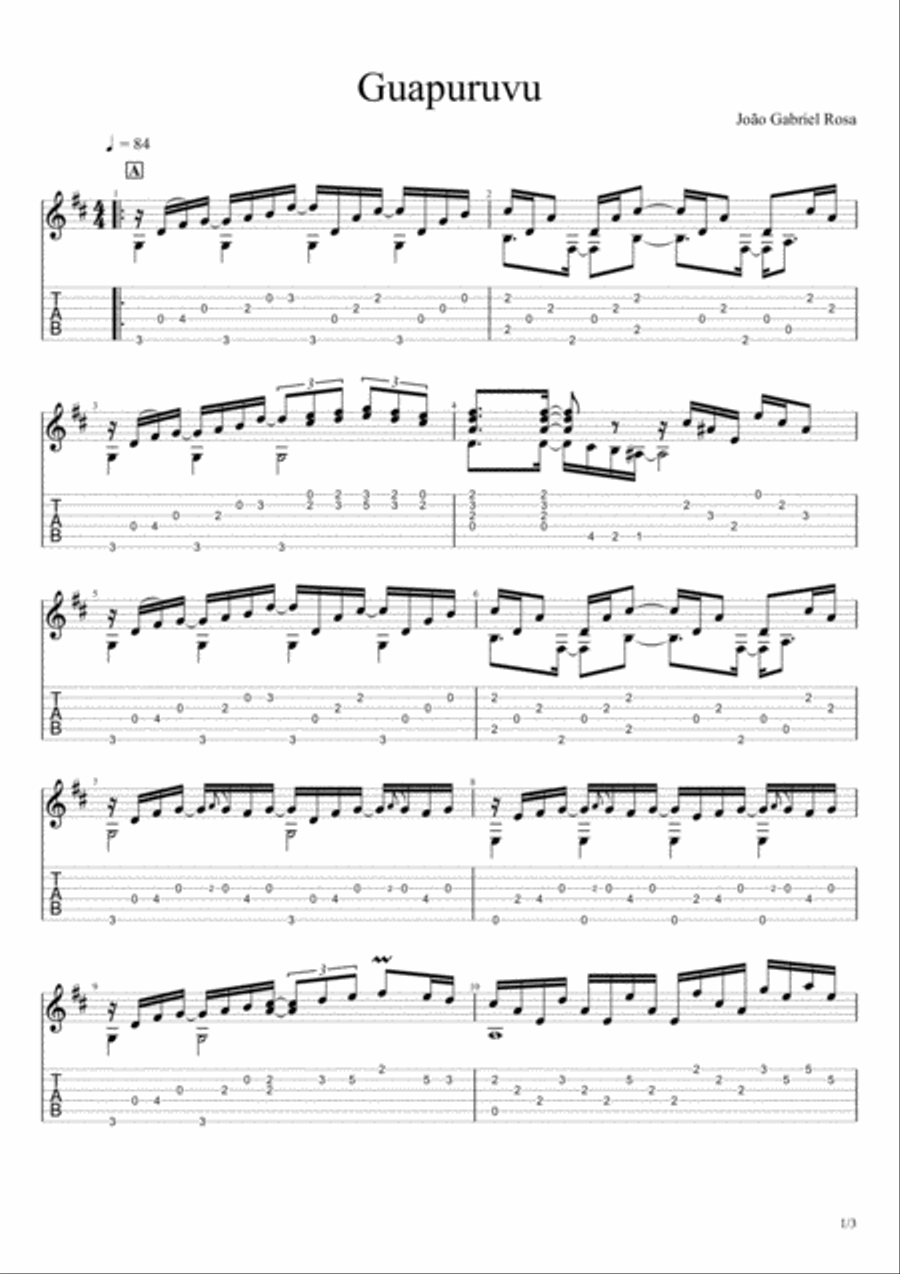 Guapuruvu (tab) Guitar Tablature scores gallery preview page 1