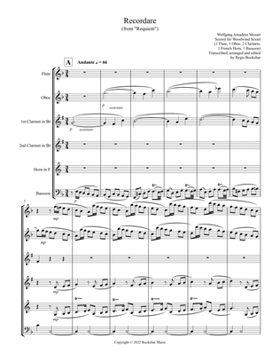 Recordare (from "Requiem") (F) (Woodwind Sextet - 1 Flute, 1 Oboe, 2 Clar, 1 Hrn, 1 Bassoon)