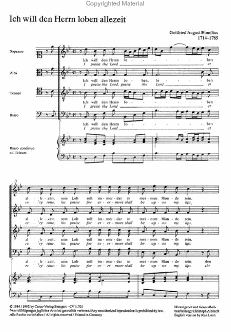Ich will den Herrn loben allezeit (I) Basso Continuo scores gallery preview page 2