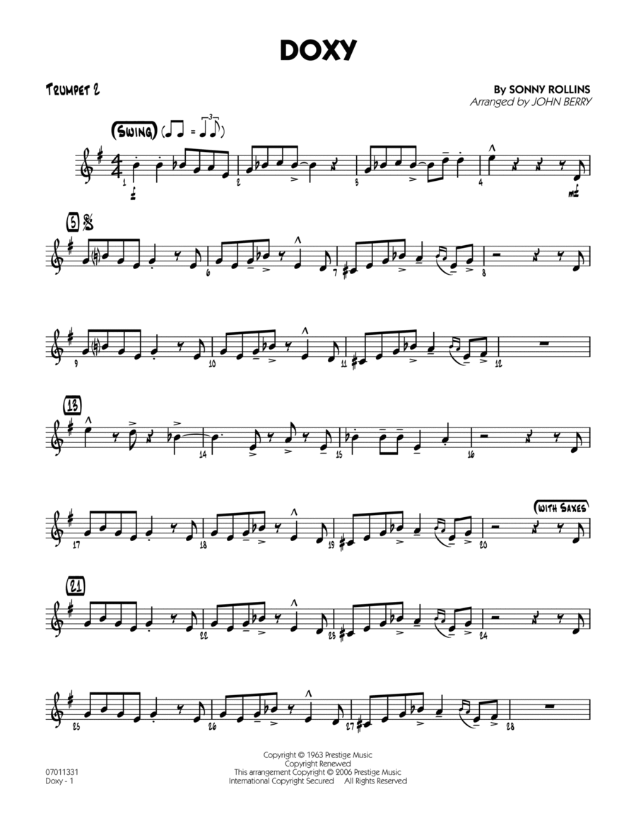 Doxy - Trumpet 2 Jazz Ensemble scores gallery preview page 1