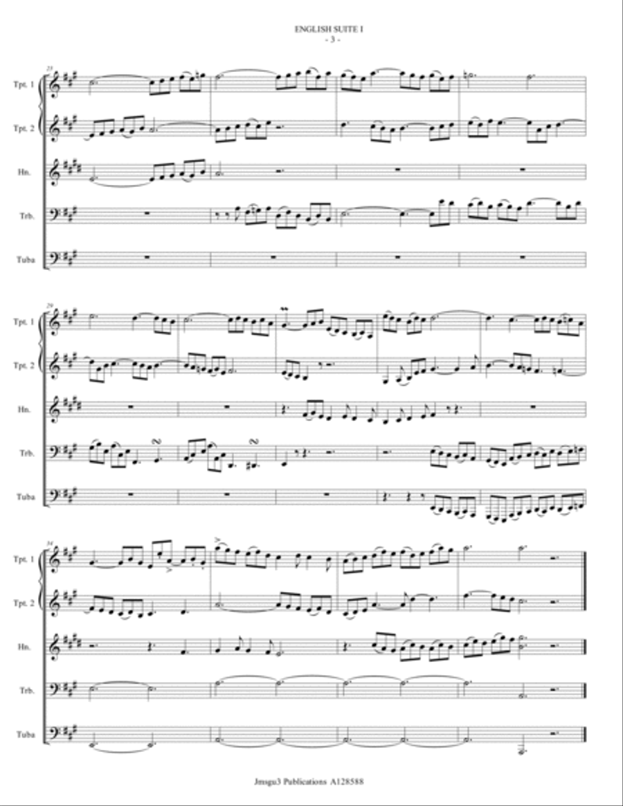 BACH: The Six English Suites Complete BWV 806-811 for Brass Quintet Brass Quintet scores gallery preview page 3