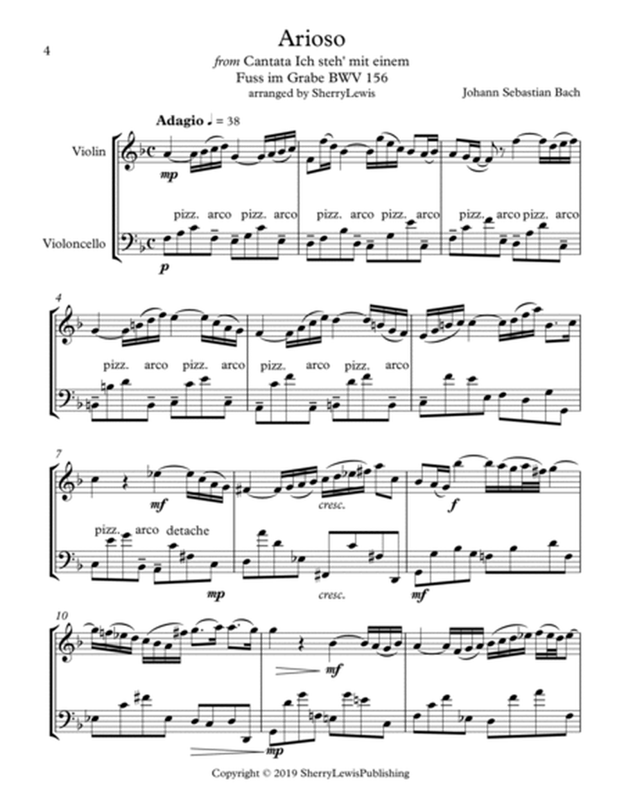 ARIOSO, Bach, String Duo, Intermediate Level for violin and cello image number null