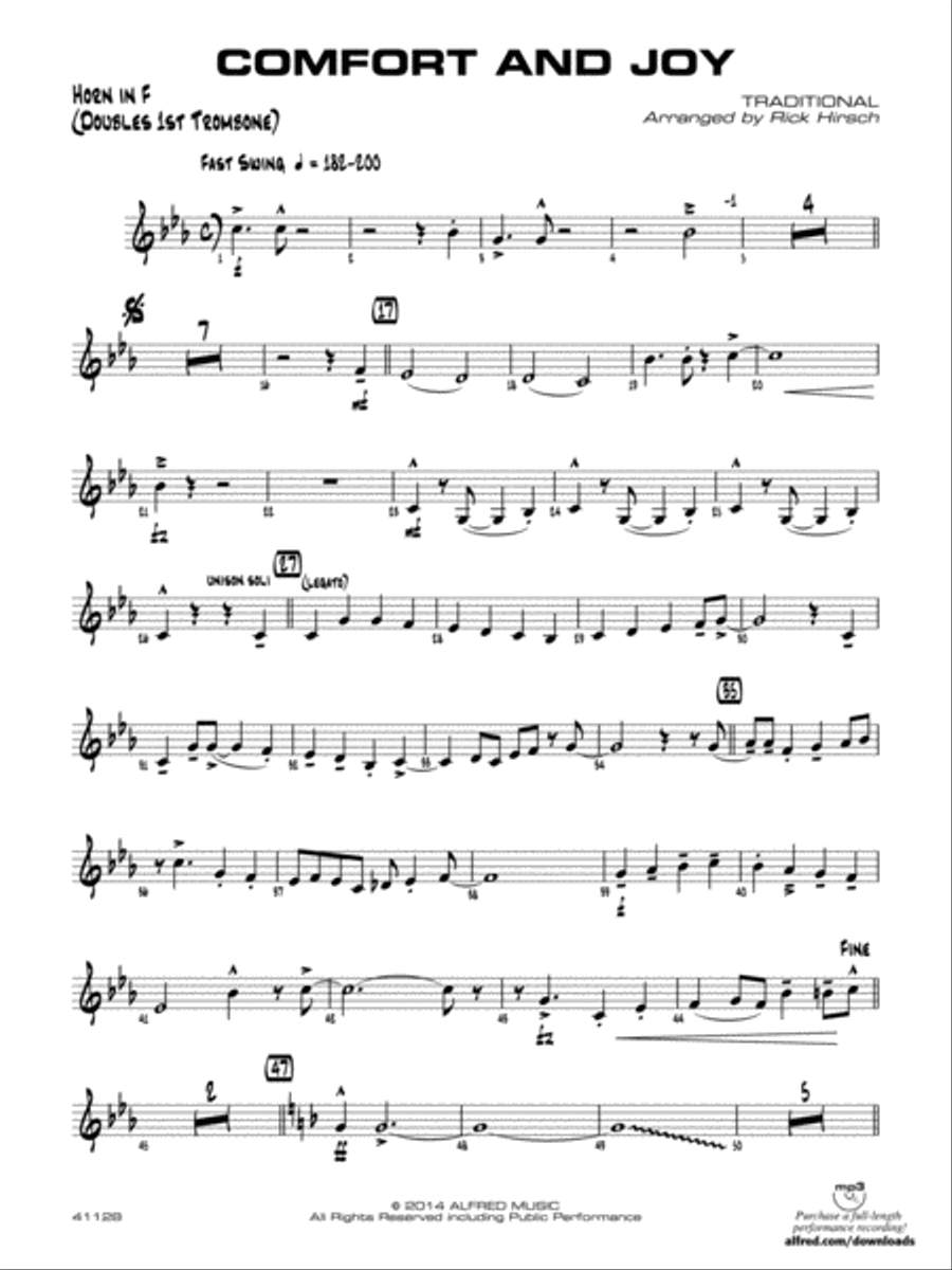 Comfort and Joy: 1st F Horn Jazz Ensemble scores gallery preview page 1