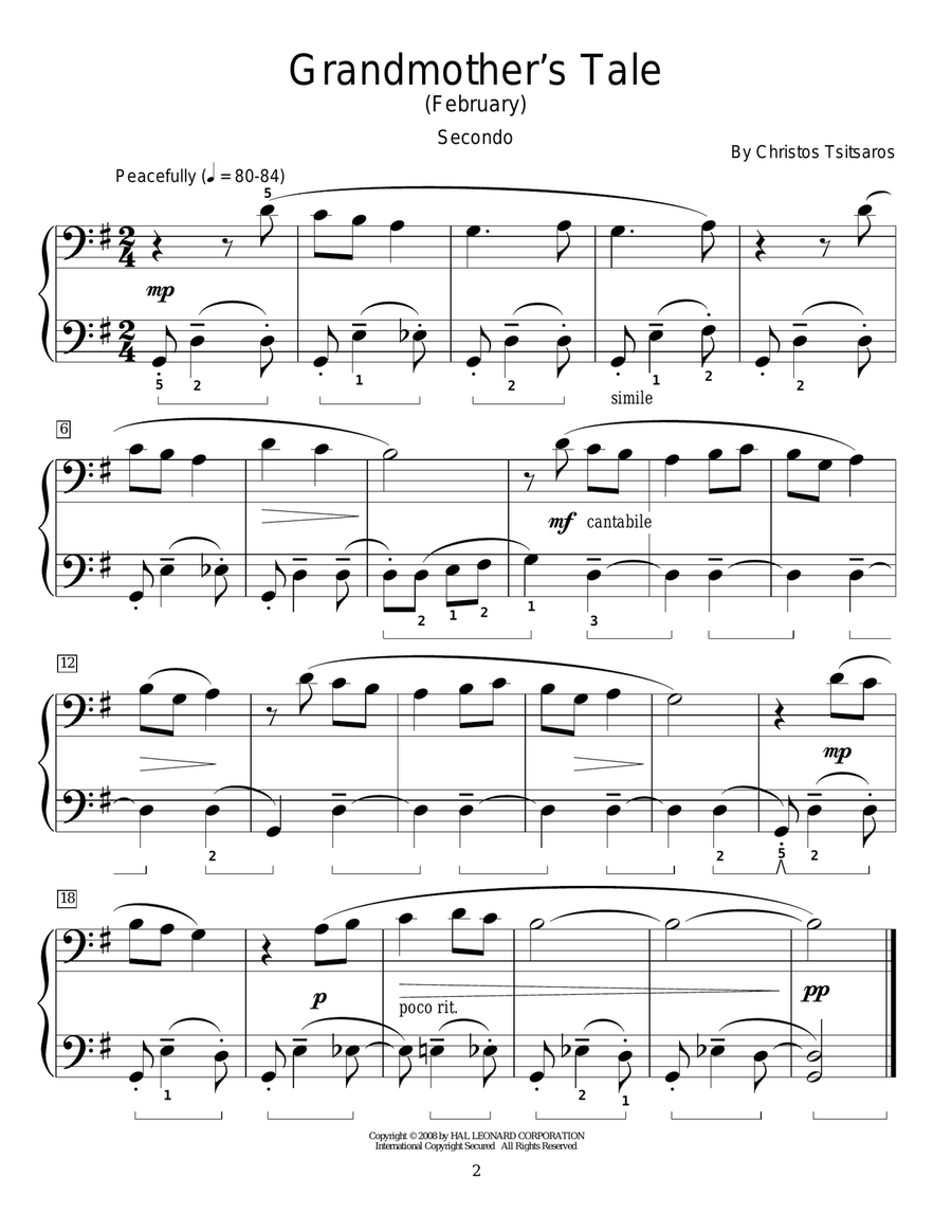 Grandmother's Tale (February) Piano Duet scores gallery preview page 1