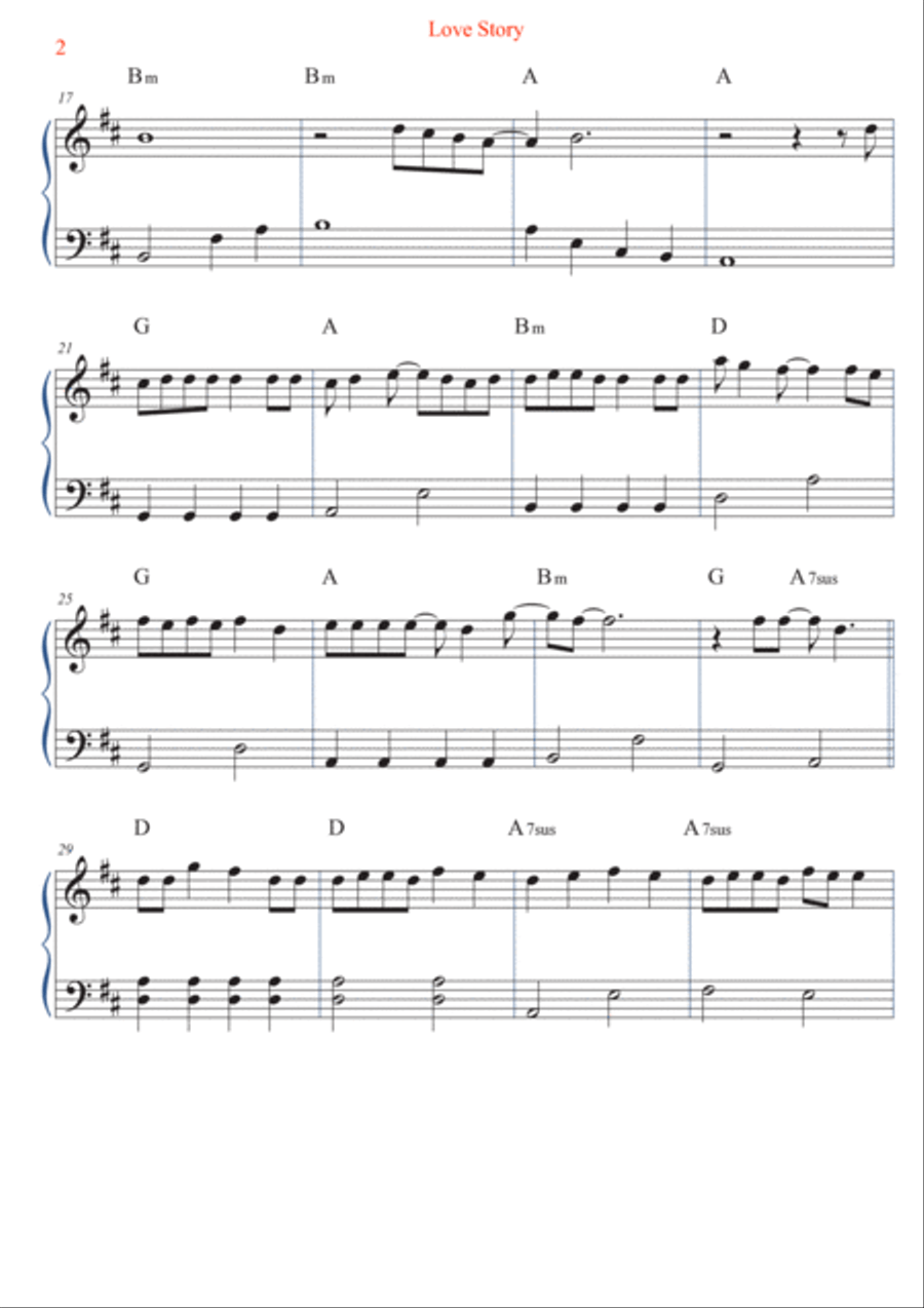 Love Story Easy Piano scores gallery preview page 2