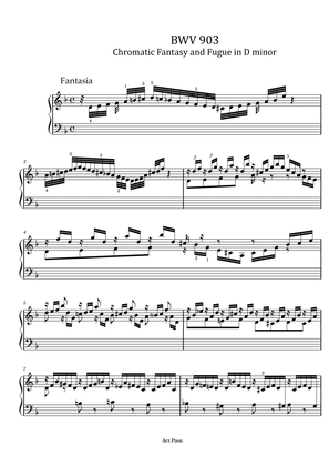 J.S.Bach - Chromatic Fantasia and Fugue, BWV 903 - Original With Fingered For Piano Solo