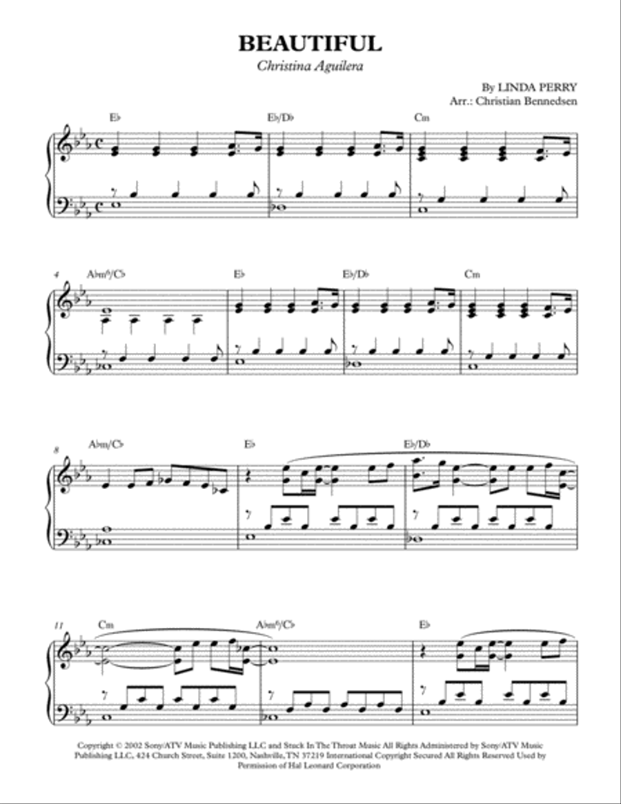 Beautiful Beautiful Piano Solo scores gallery preview page 1