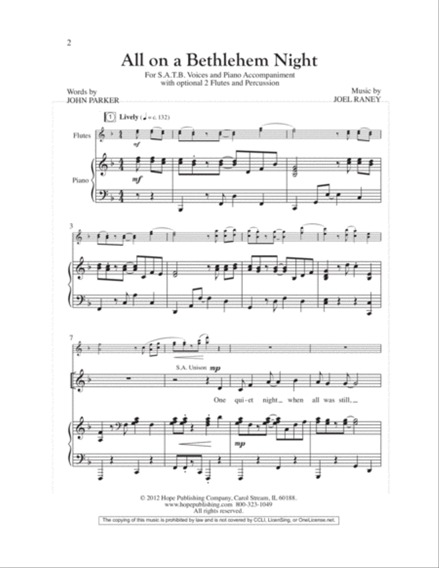 All on a Bethlehem Night 4-Part scores gallery preview page 3