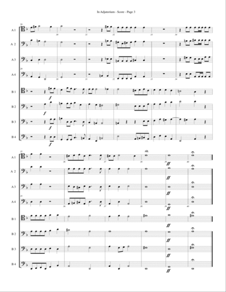 In Adjutorium for Trombone or Low Brass Octet Brass Ensemble scores gallery preview page 3