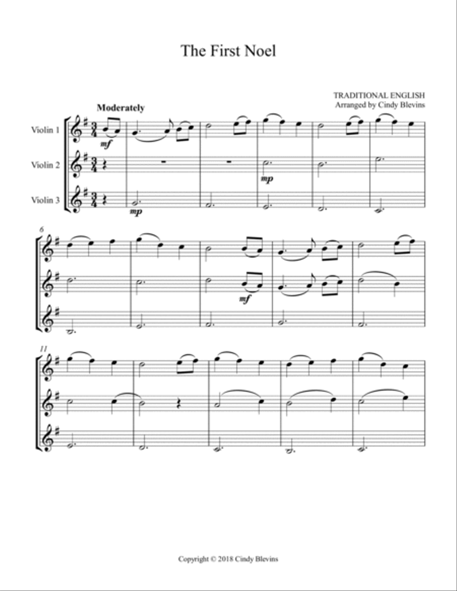 The First Noel, for Violin Trio String Trio scores gallery preview page 2