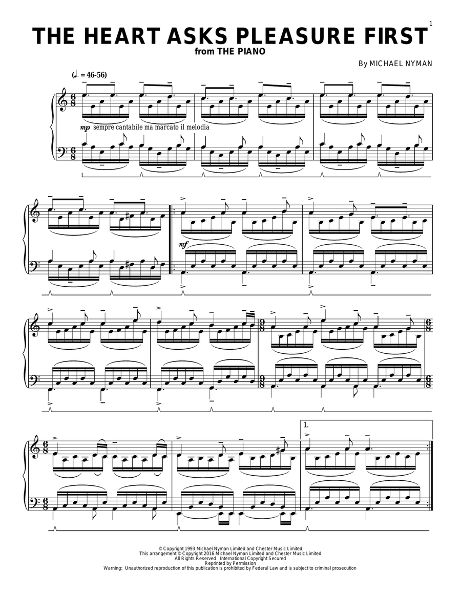The Heart Asks Pleasure First Piano Solo scores gallery preview page 1