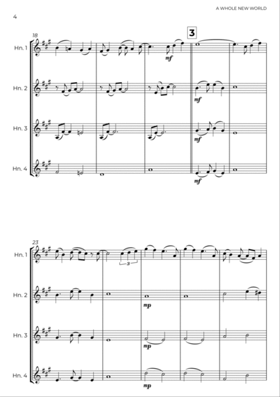 A Whole New World Horn Solo scores gallery preview page 4