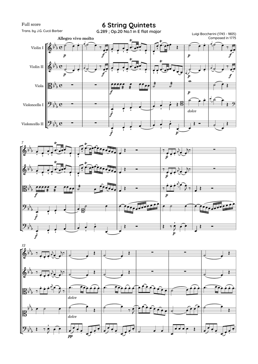 Boccherini - 6 String Quintets, G.289-294 Op.20 String Quintet scores gallery preview page 2
