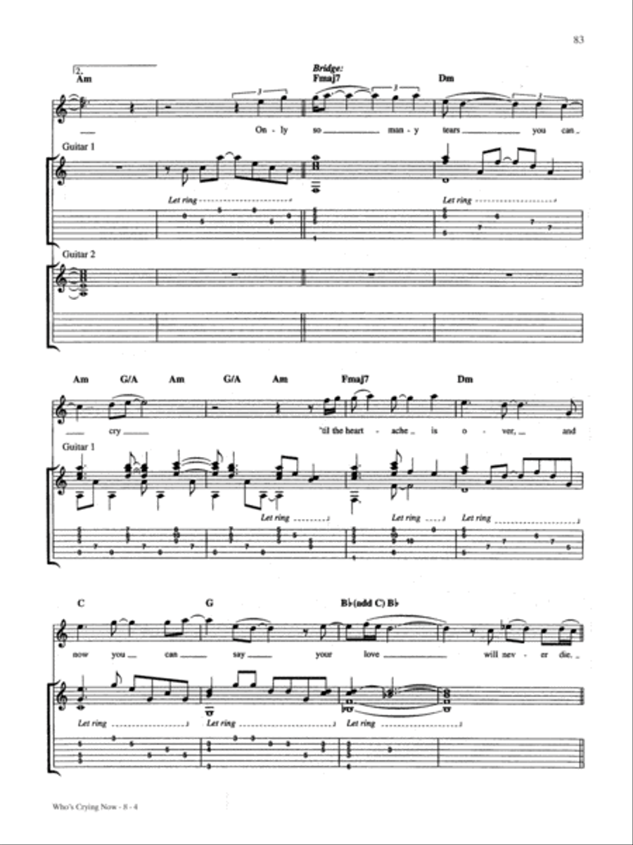 Who's Crying Now Guitar Tablature scores gallery preview page 4