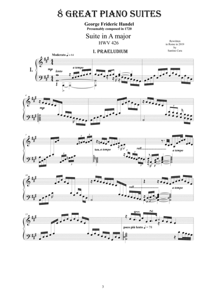 Handel - 8 Great Piano Suites HWV 426-433 - Complete Scores