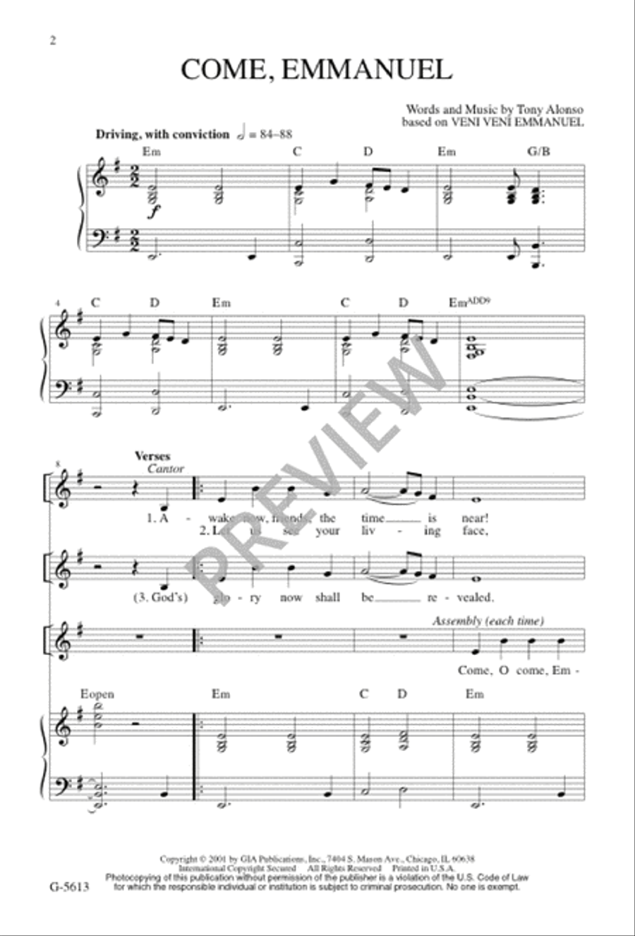 Come, Emmanuel Come, Emmanuel Unison Choir scores gallery preview page 2