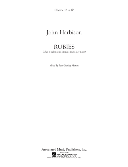 Rubies (After Thelonious Monk's "Ruby, My Dear") - Bb Clarinet 2 by Thelonious Monk B-Flat Clarinet - Digital Sheet Music
