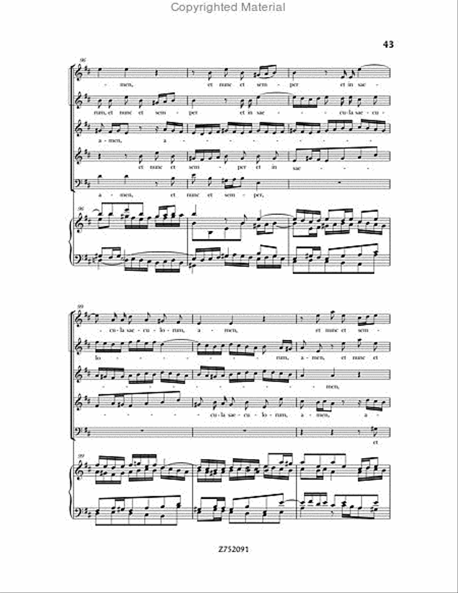 Cantata No. 191: Gloria in Excelsis Deo, BWV 191 4-Part scores gallery preview page 43