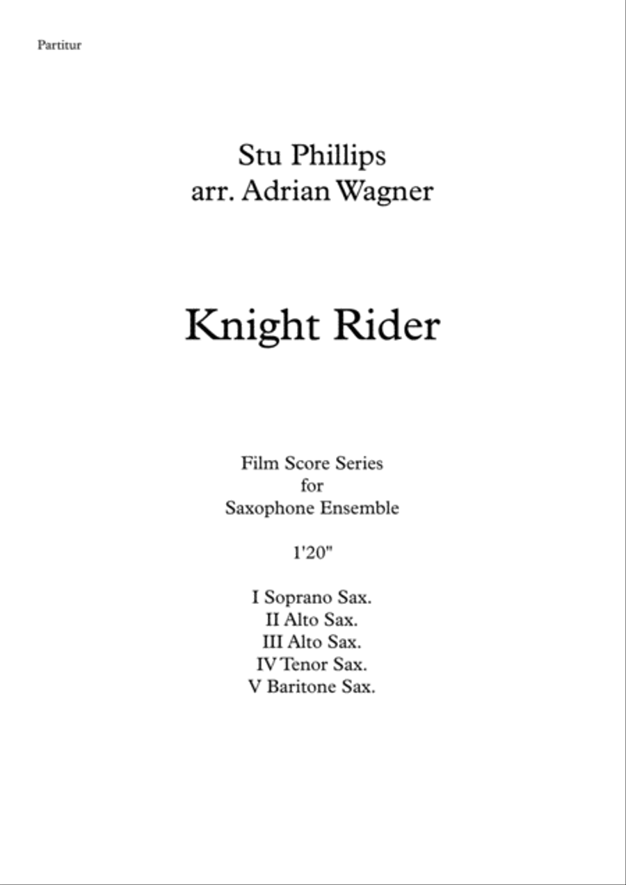 Knight Rider Theme Saxophone Quintet scores gallery preview page 2