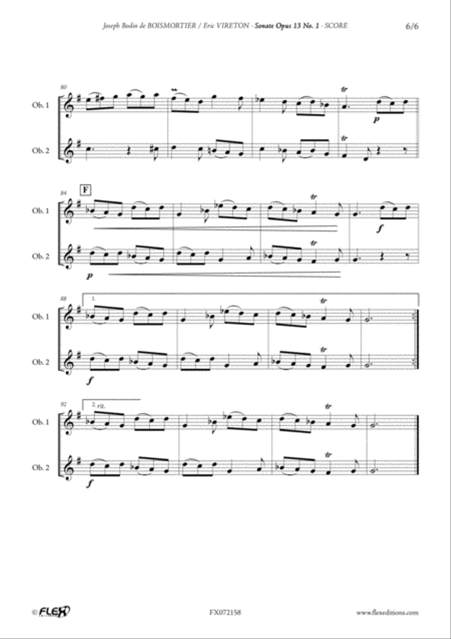 Sonata Opus 13 No. 1 Woodwind Duet scores gallery preview page 6