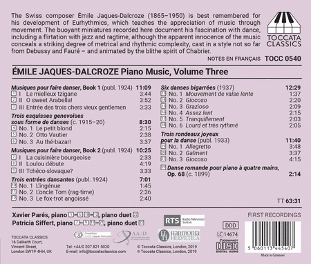 Jaques-Dalcroze: Piano Music, Vol. 3 - Works for Piano Solo & Piano Duet