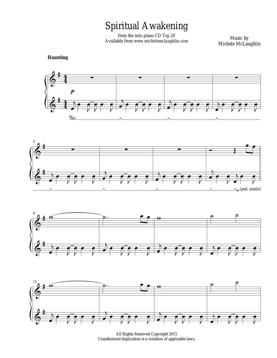 Spiritual Awakening Piano Solo scores gallery preview page 1