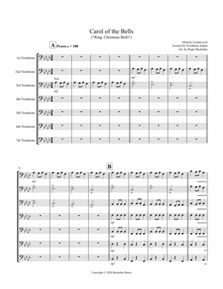 Book cover for Carol of the Bells (F min) (Trombone Septet)