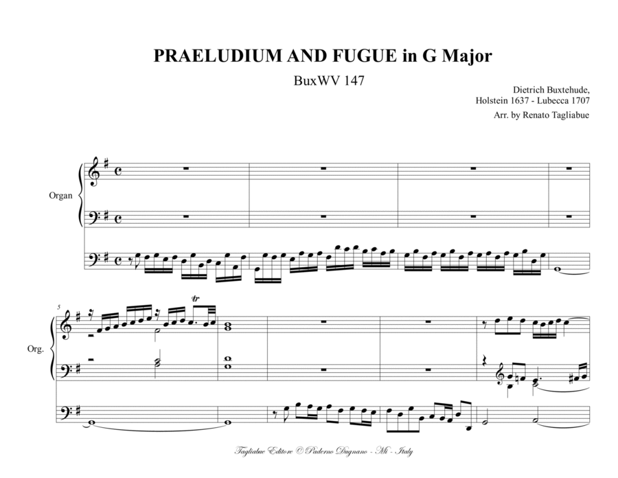 BUXTEHUDE - Praeludium and Fugue in G major - BuxWV 147 image number null