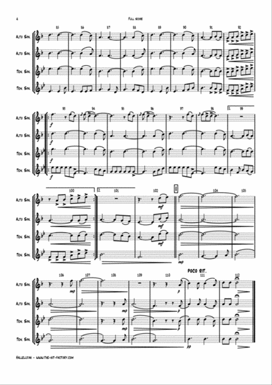 Hallelujah Woodwind Trio scores gallery preview page 4