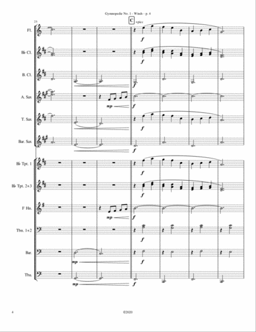 Gymnopedie No. 1 - Marching Band Arrangement Large Ensemble scores gallery preview page 4