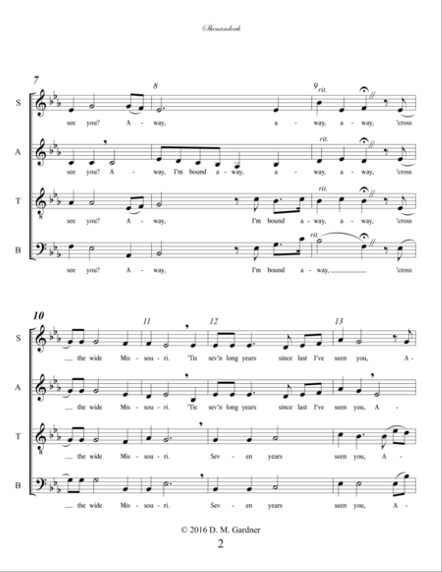 Shenandoah - Farewell, My Homeland (SATB) 4-Part scores gallery preview page 4
