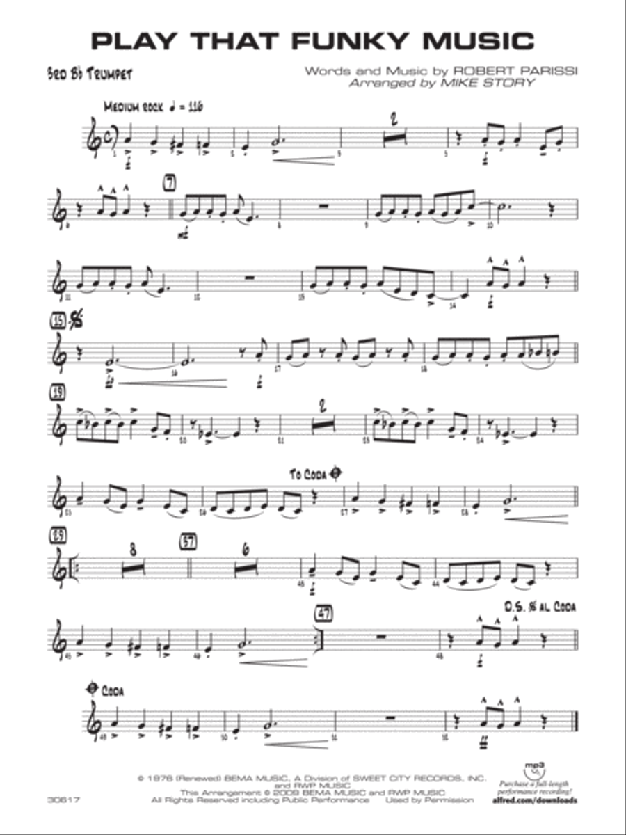 Play That Funky Music: 3rd B-flat Trumpet Jazz Ensemble scores gallery preview page 1