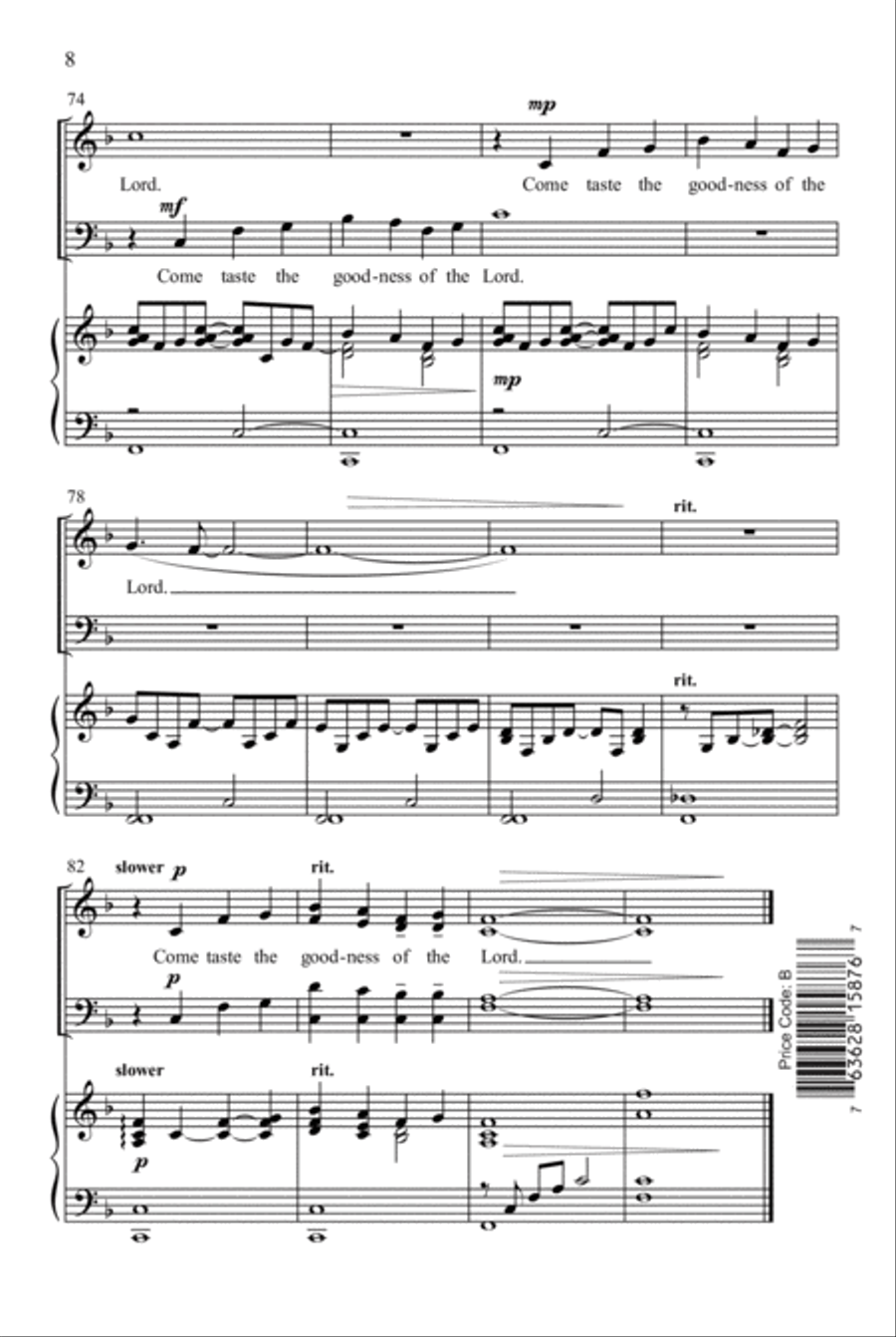 Come Taste the Goodness of the Lord 4-Part scores gallery preview page 9