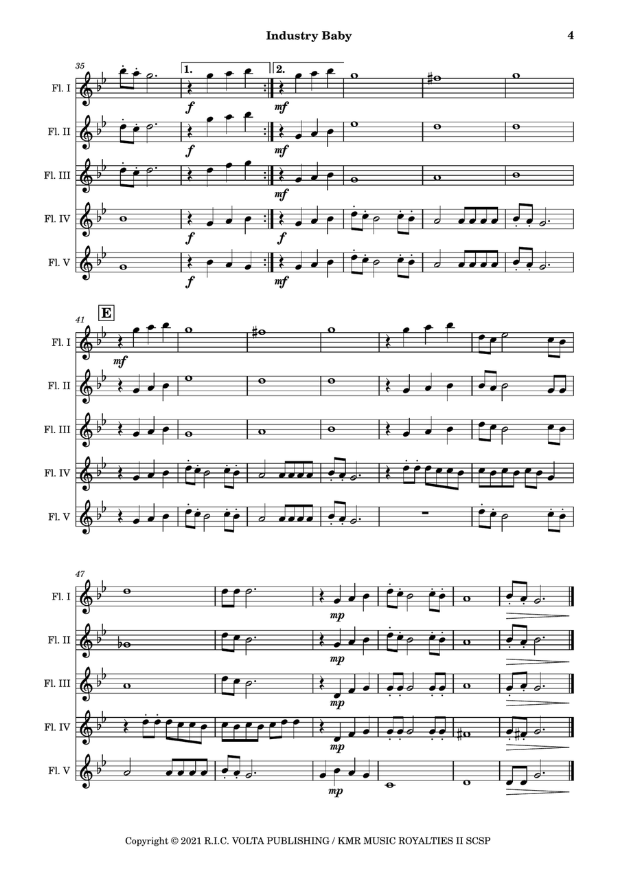 Industry Baby Woodwind Quintet scores gallery preview page 5