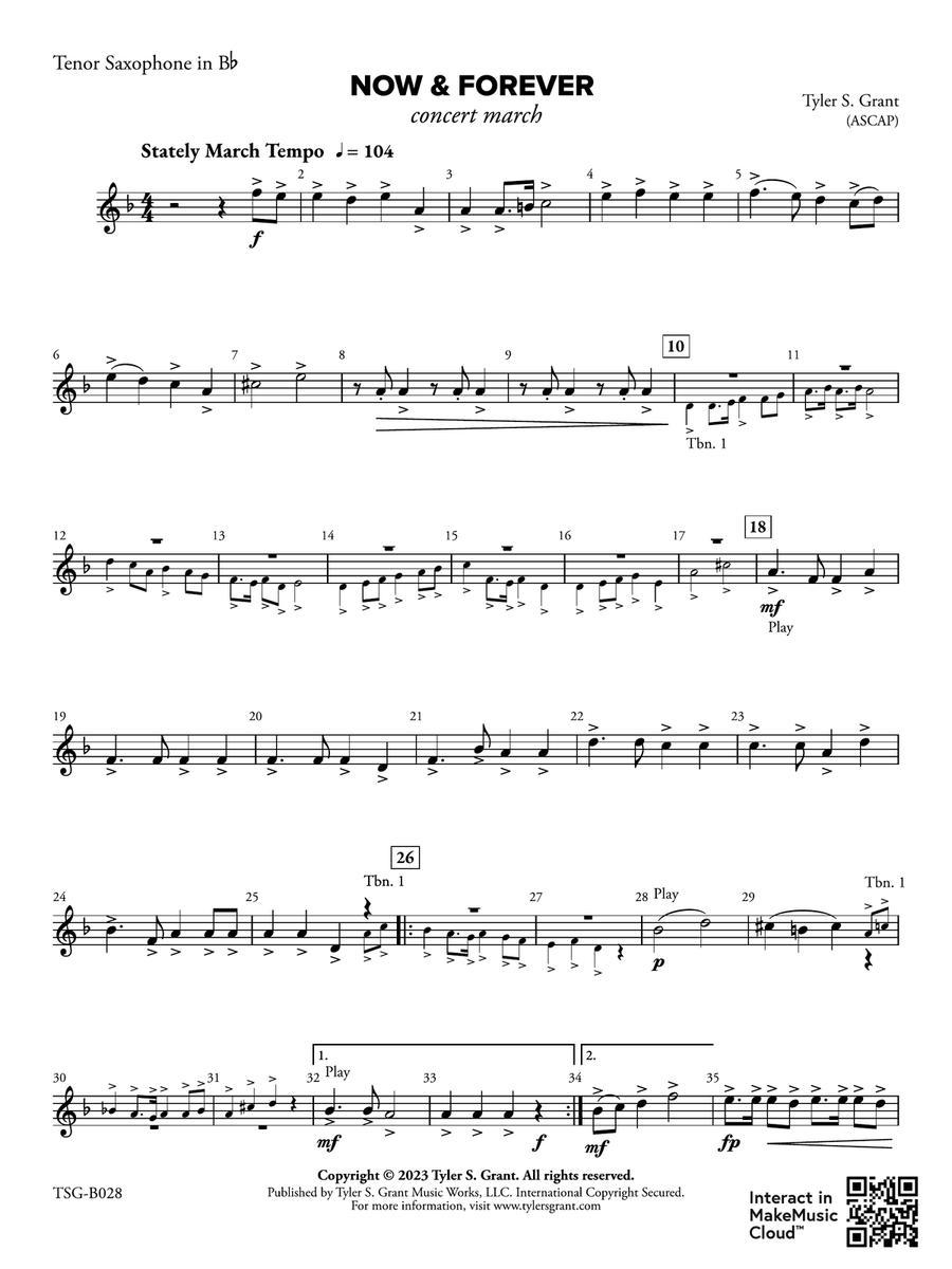Now & Forever: B-flat Tenor Saxophone