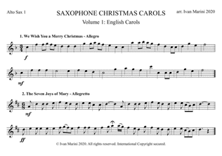 SAXOPHONE CHRISTMAS CAROLS vol. 1 - 12 English Carols for Sax Quartet (SATB or AATB)
