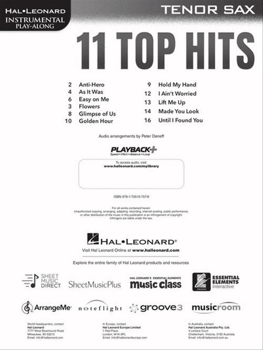 11 Top Hits for Tenor Sax Tenor Saxophone scores gallery preview page 3