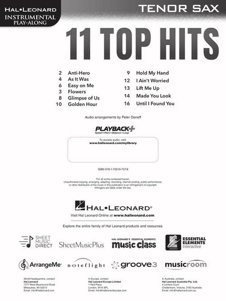 11 Top Hits for Tenor Sax