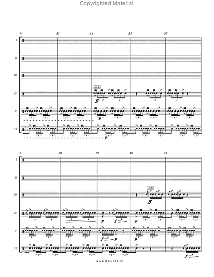 Aggression for Six Snare Drums Percussion Ensemble scores gallery preview page 8