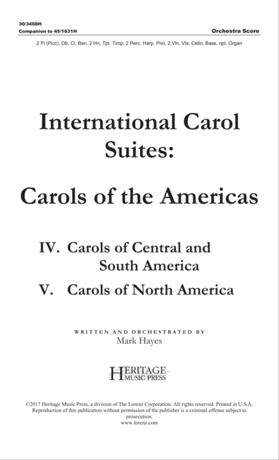 International Carol Suites: Carols of the Americas - Orchestra Score Full Orchestra scores gallery preview page 1