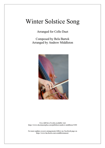 Winter Solstice Song arranged for Cello Duet image number null