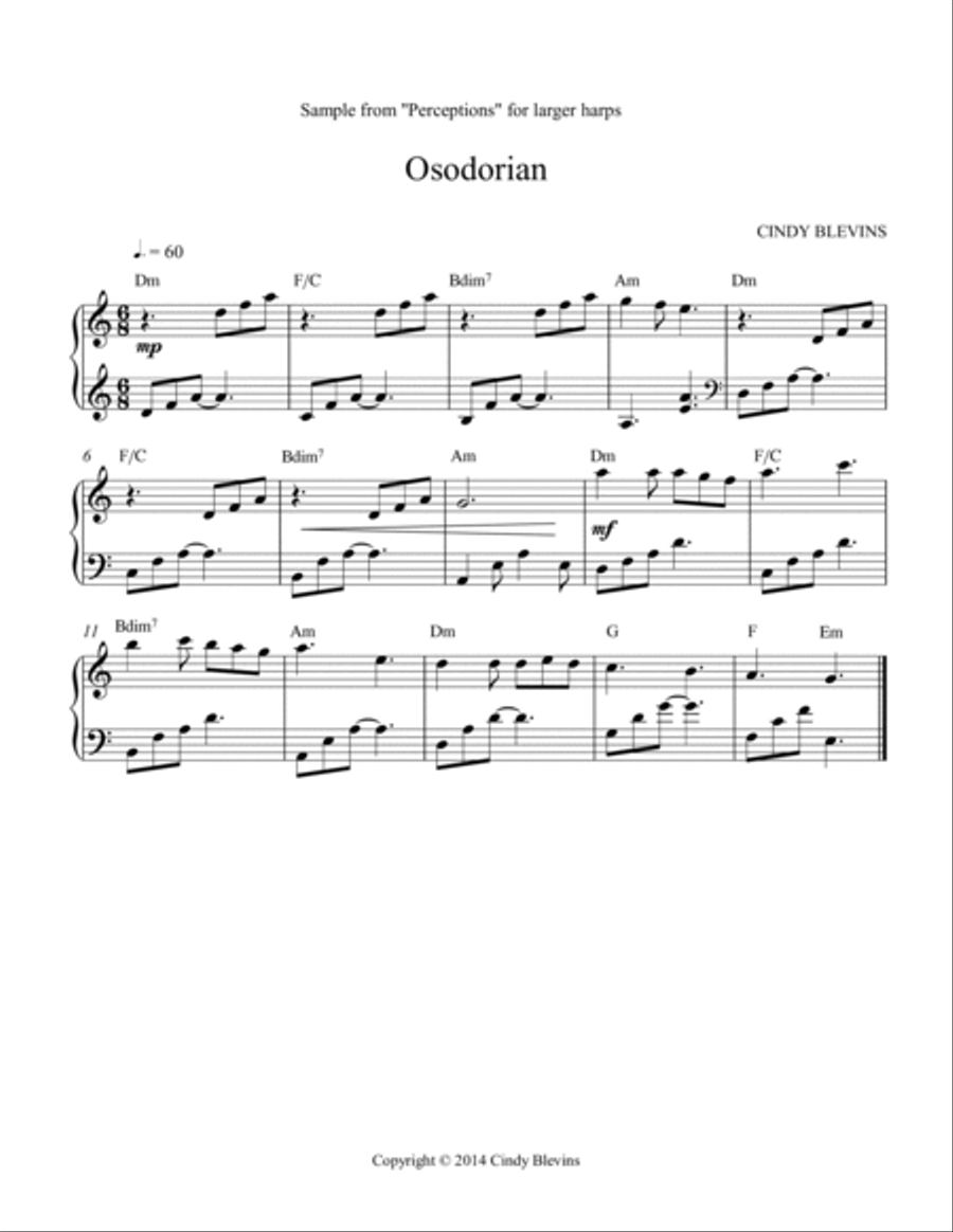 Perceptions, 14 original harp solos based upon modal and exotic scales, for Lever or Pedal Harp Pedal Harp scores gallery preview page 4