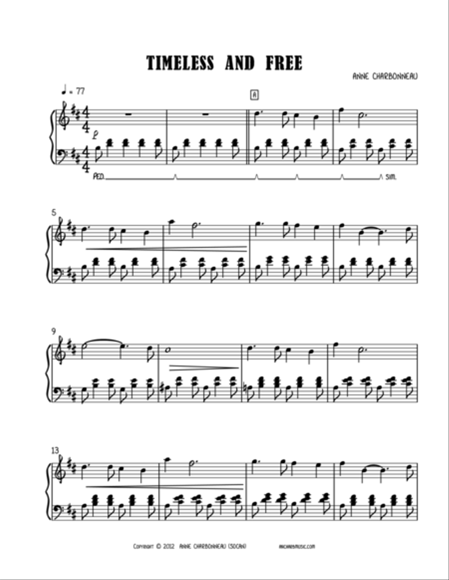 Timeless and Free Timeless and Free Piano Solo scores gallery preview page 1
